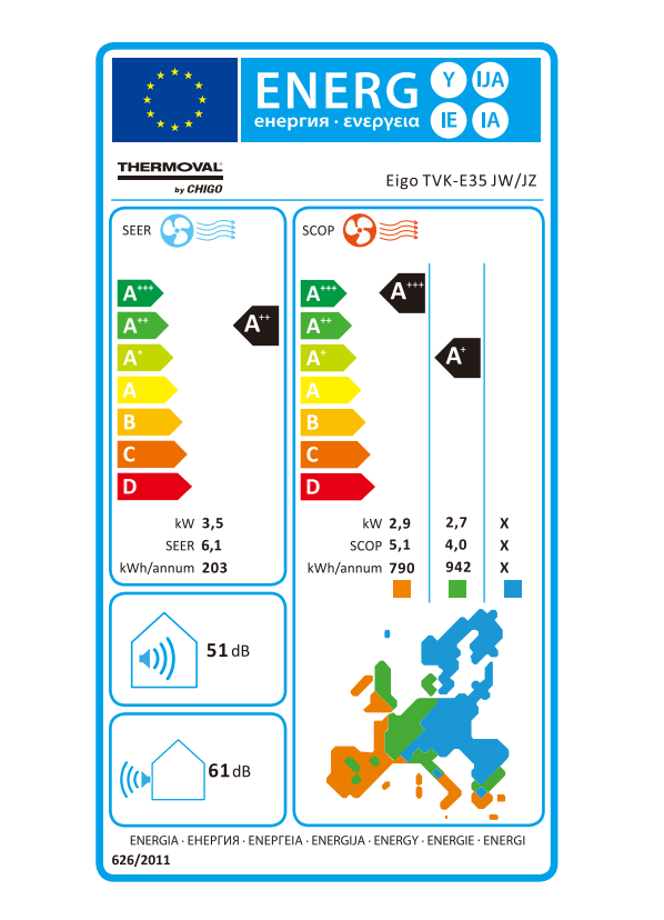 Oro kondicionierius-šilumos siurblys THERMOVAL Eigo TVK-E35, 3,5kW, 12000BTU-1