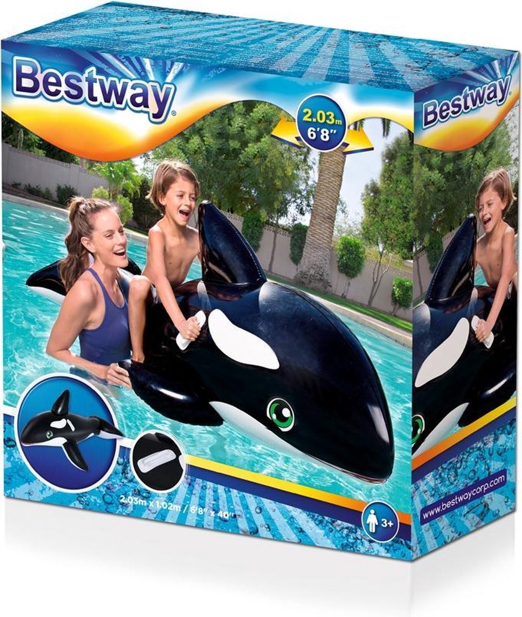 Pripučiamas žaislas BESTWAY Jumbo Whale Ride-On, 203 x 102 cm - 3