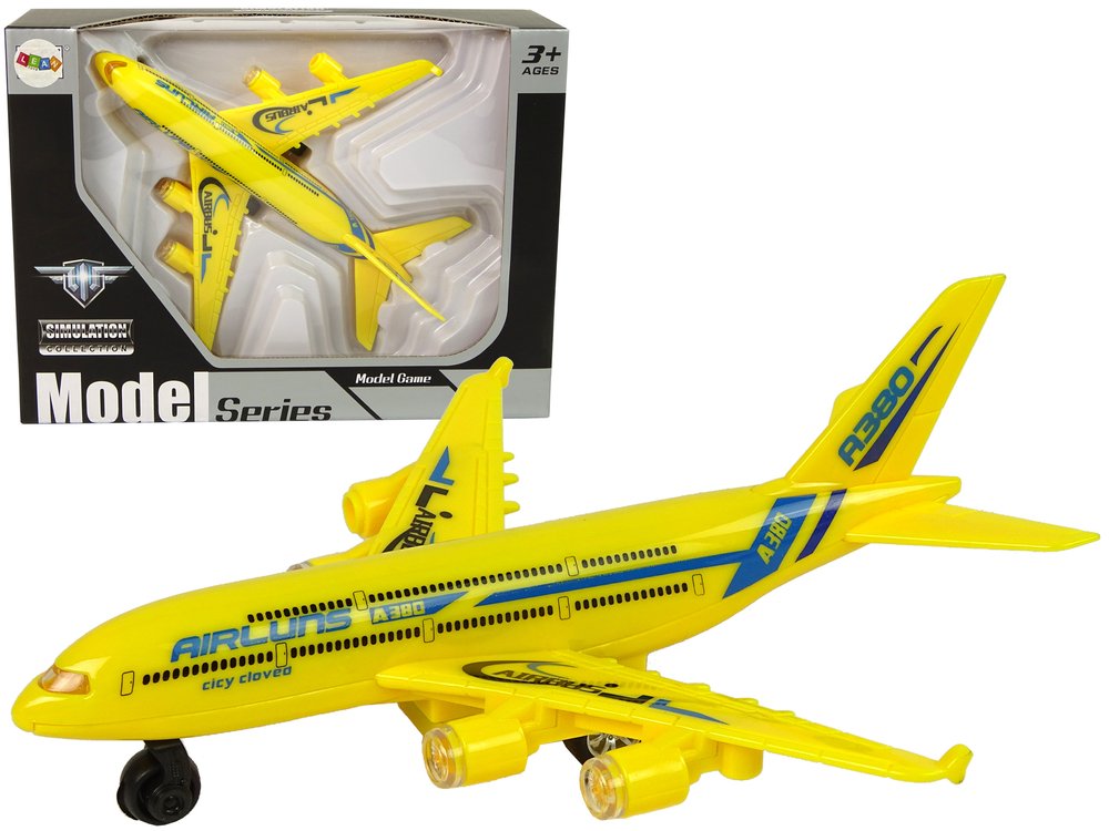 Keleivinis lėktuvas su garso ir šviesos efektais, geltonas