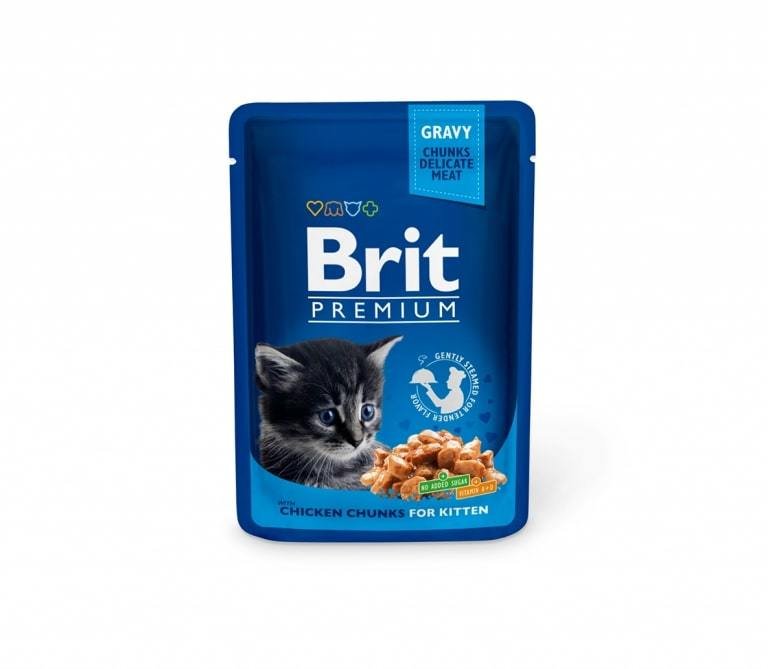 Konservuotas ėdalas katėms BRIT PREMIUM CHICKEN CHUNKS KITTEN su vištiena, 100 g