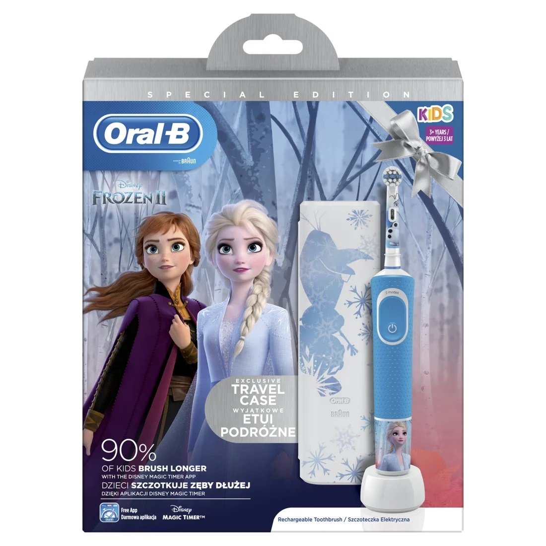 Dantų šepetėlis ORAL-B Vitality Kids D100 Frozen + kelioninis dėklas - 2 nuotrauka