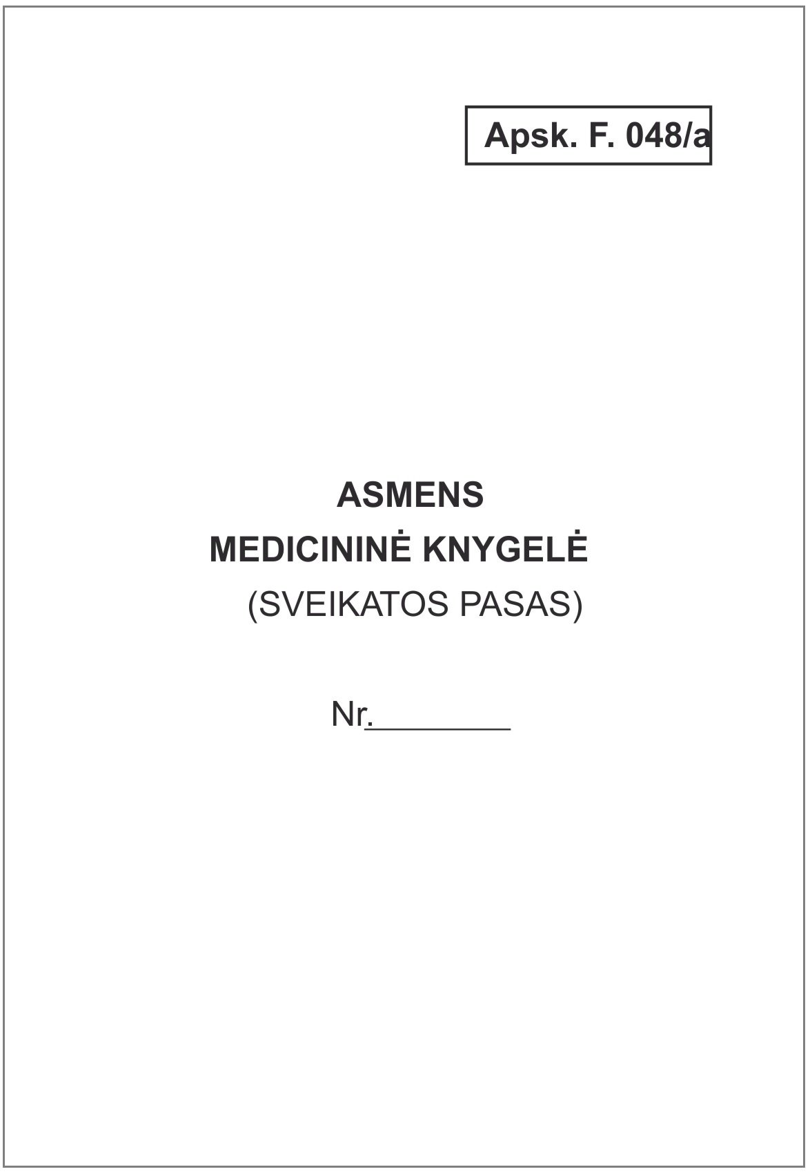 Asmens medicininė knygelė, baltos sp., 12 lapų