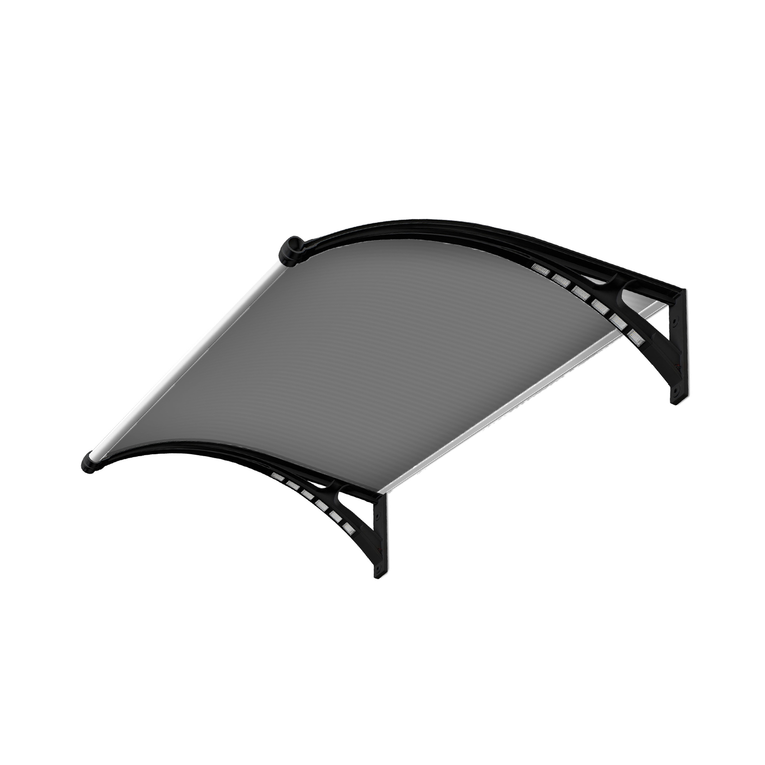 Durų stogelis 100x150 cm, su LED apšvietimu, tamsintas pilkai-0