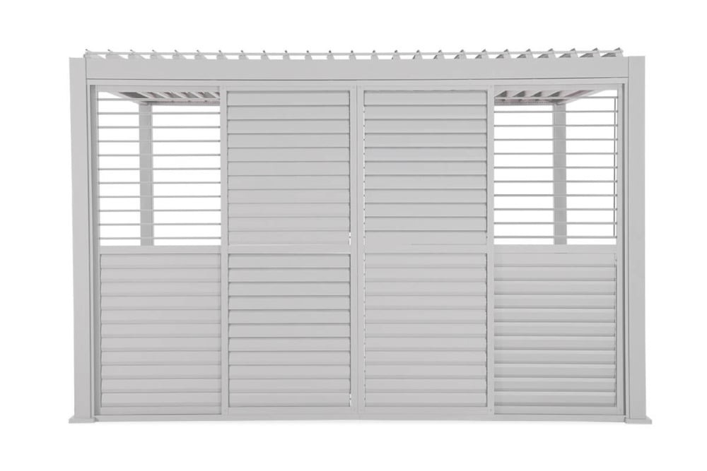 Stumdomos žaliuzinės durys pavėsinei Pergola PREMIUM 4m, balta-1