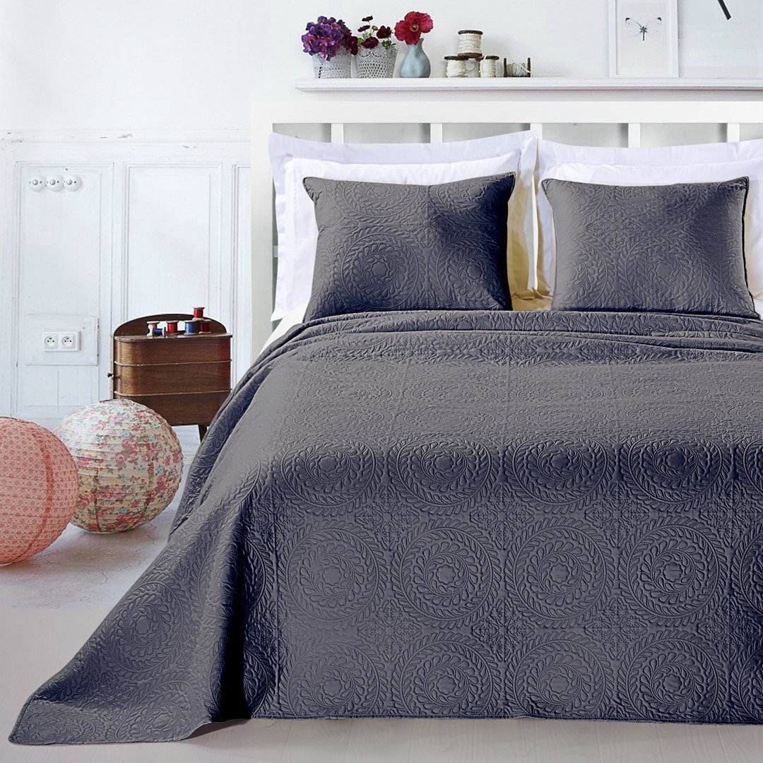 Lovatiesė ir pagalvės užvalkalai DecoKing Elodie, 240x260 cm, 2x50x60 cm, pilka