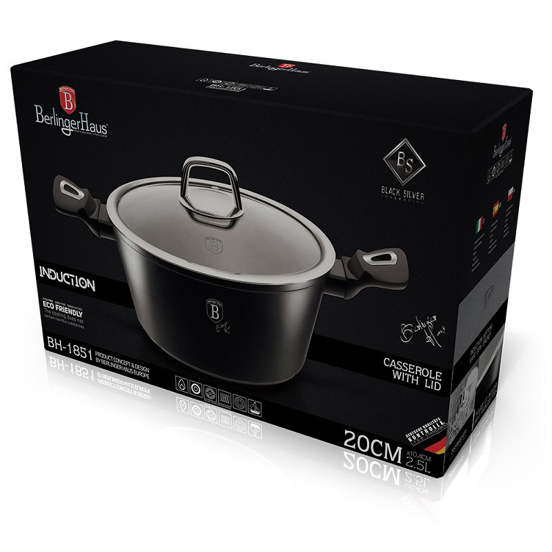 Puodas su dangčiu BERLINGERHAUS BLACK SILVER, juodos sp., ø20 cm - 3
