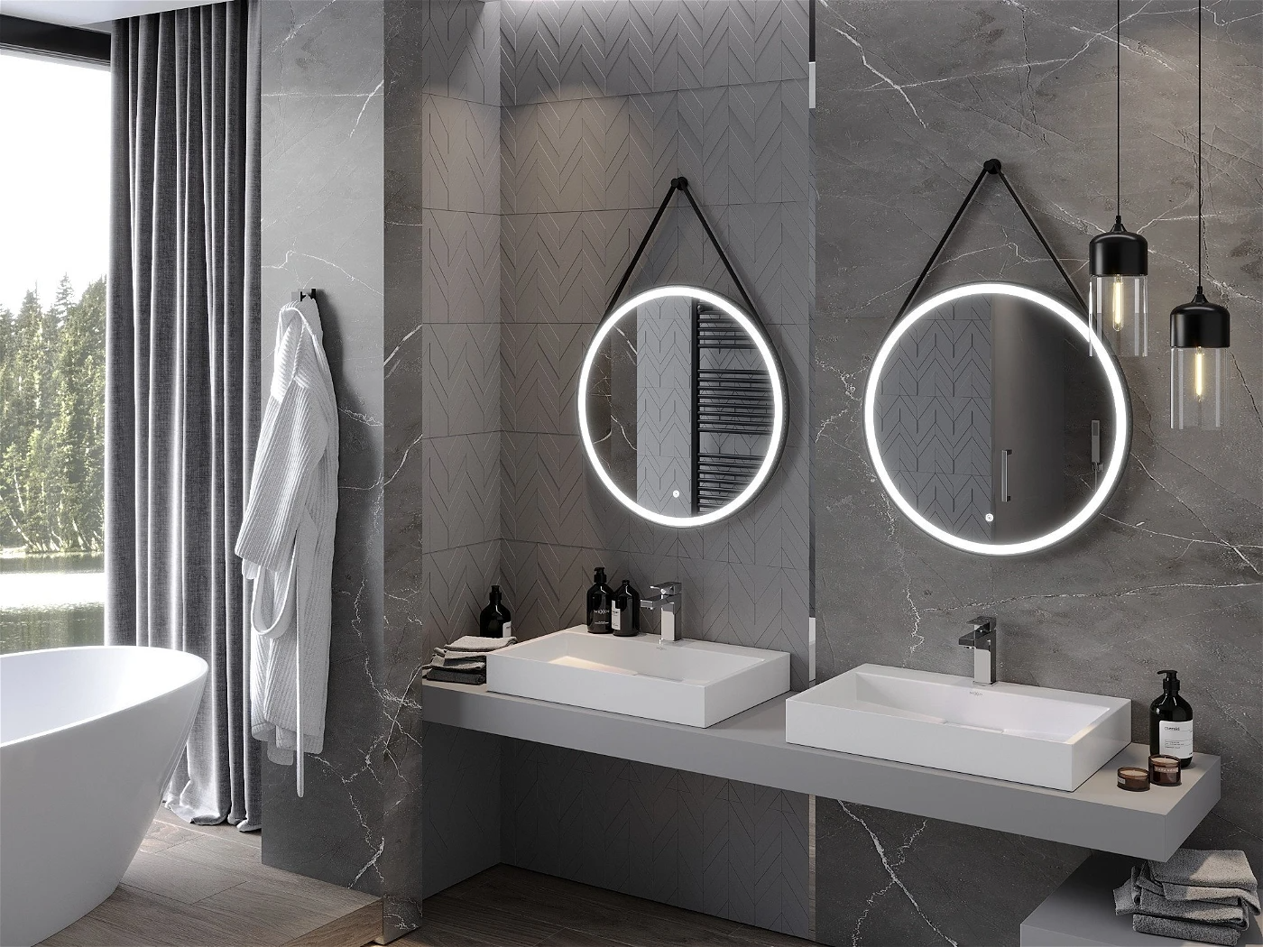 Vonios veidrodis Mexen Reni Black su LED apšvietimu ir šildymo kilimėliu, 70 cm - 3