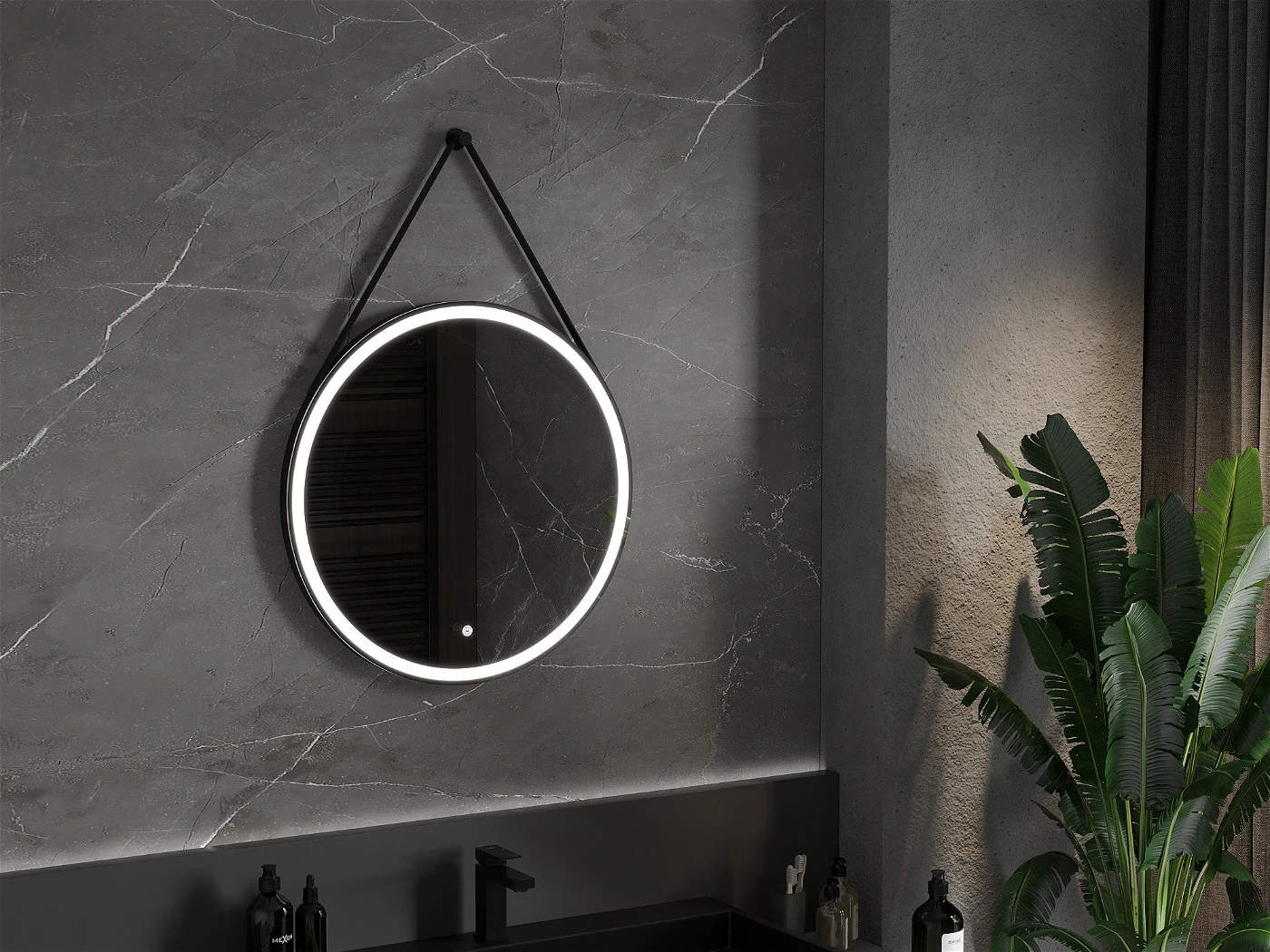 Vonios veidrodis Mexen Reni Black su LED apšvietimu ir šildymo kilimėliu, 70 cm - 2