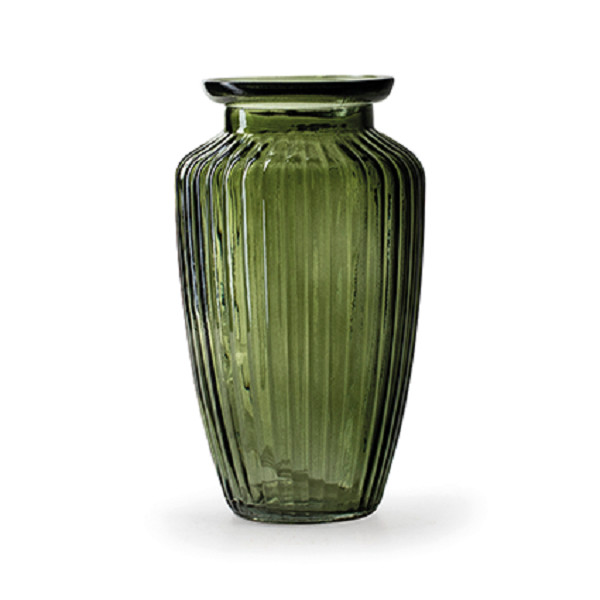 Stiklinė vaza ARLETTA, žalios sp., 11,5 x 20 cm