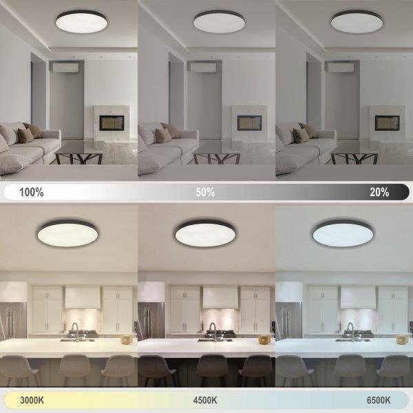 Išmanusis lubinis LED šviestuvas TOPE BOSTON 2x60W CCT3000-6500K 10771lm juodØ80cm su pultu telefonu-1
