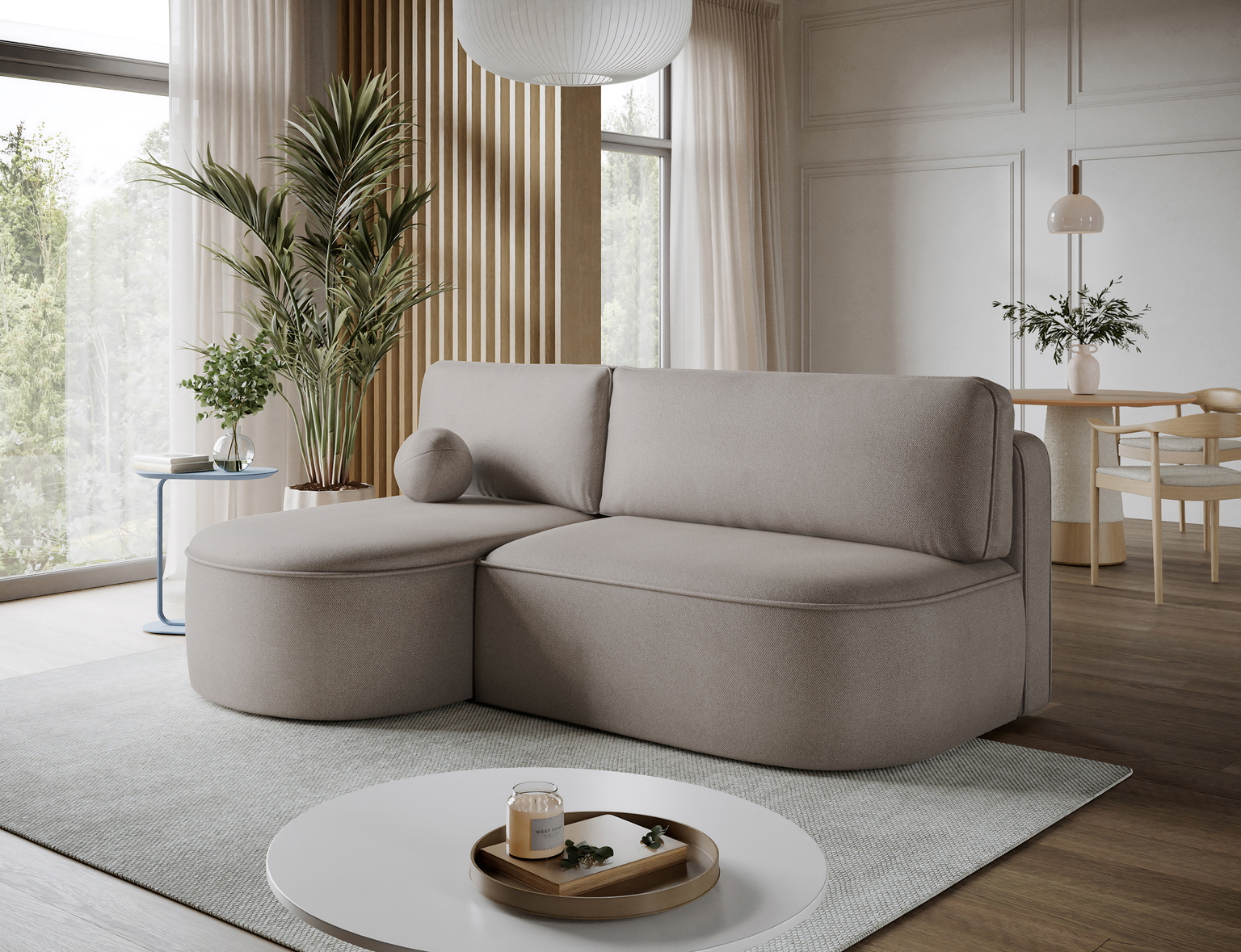 Kampinė sofa - lova Livosa Sola 18, smėlio sp., kairinė, 144 x 220 cm x 93 cm - 4