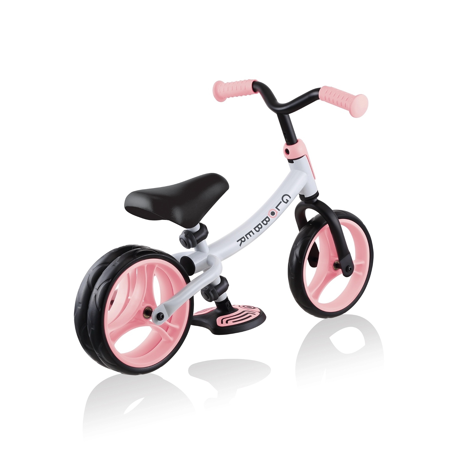 Balansinis dviratis Globber Go Bike Duo, baltas/rožinis, 8.5" - 2