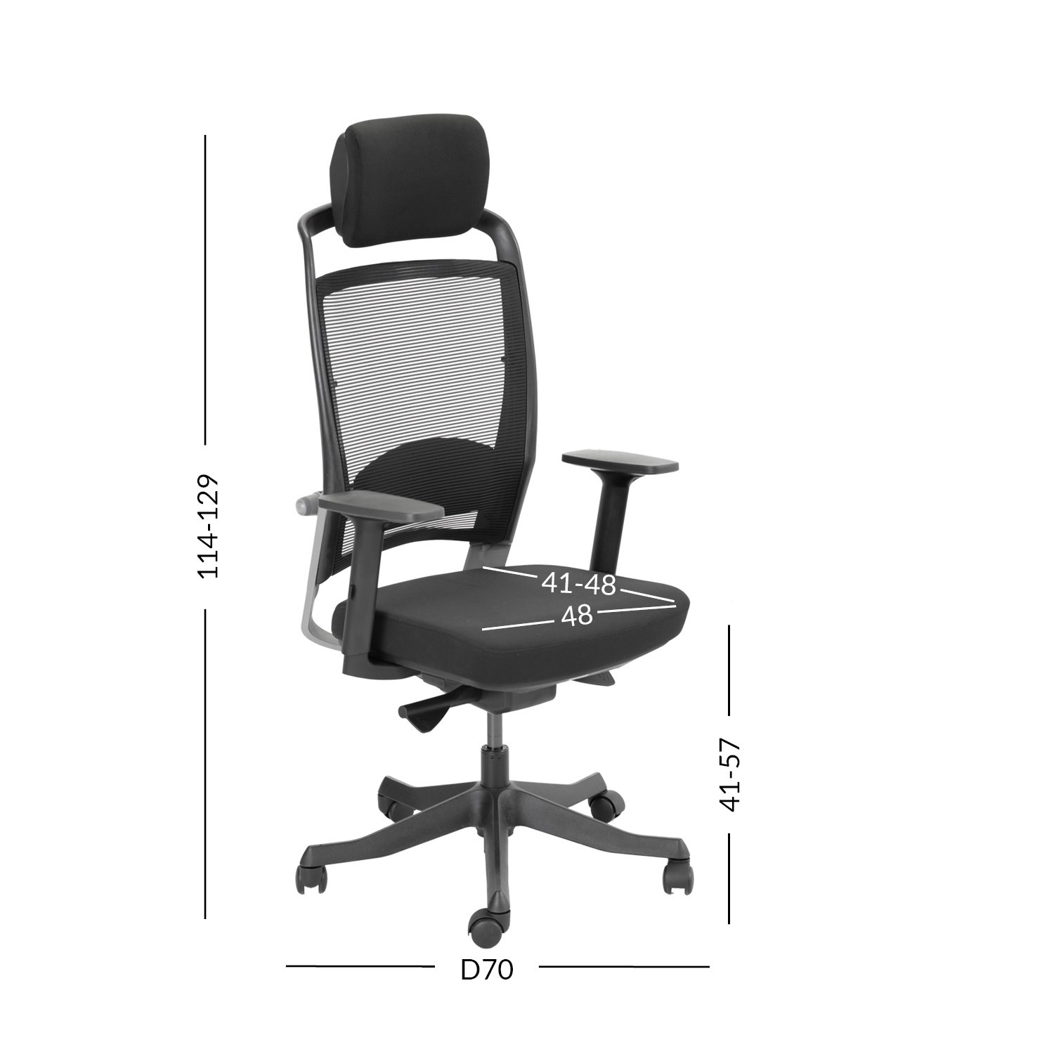 Biuro kėdė FULKRUM, 70x70xH114-129 cm, juoda - 2