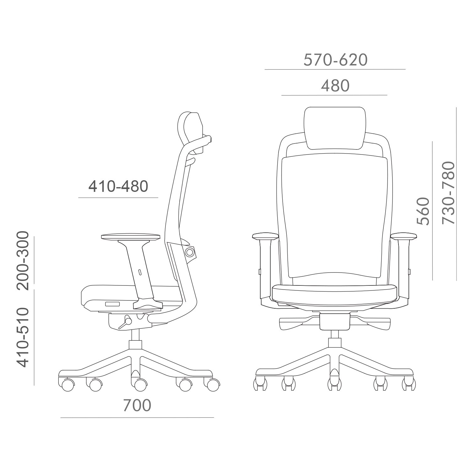 Biuro kėdė FULKRUM, 70x70xH114-129 cm, juoda - 3