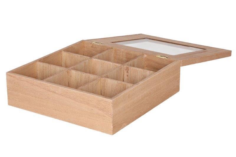 Dekotratyvinė dėžutė 4LIVING, medinė, 9 skyreliai - 2