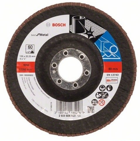 Žiedlapinis šlifavimo diskas BOSCH X571, 125 x 22,23 mm, K60