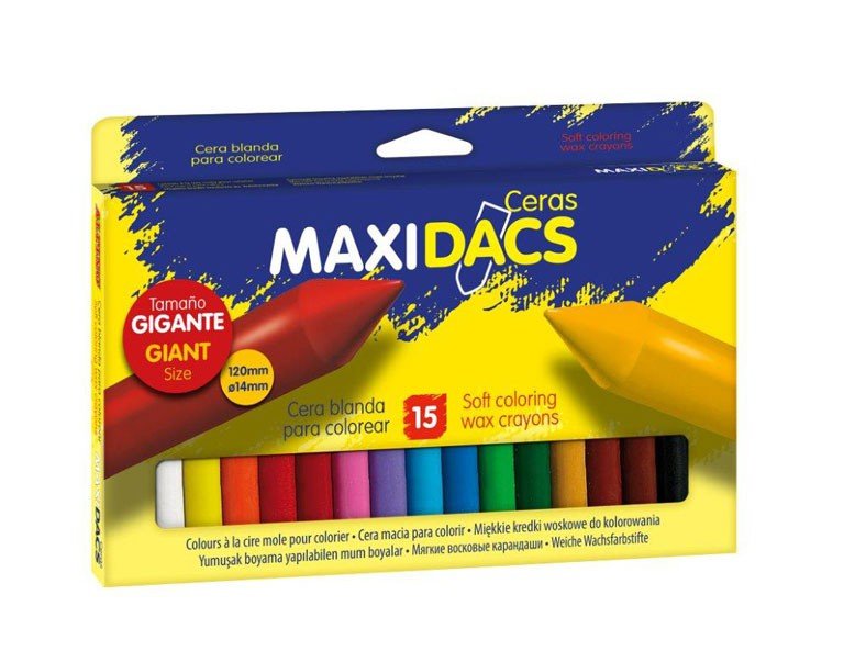 Vaškinės kreidutės ALPINO Maxidacs, 15 spalvų, 14 mm