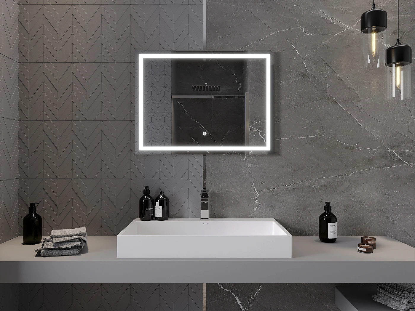 Vonios veidrodis Mexen Miko su LED apšvietimu ir šildymo kilimėliu, 80 x 60 cm - 4