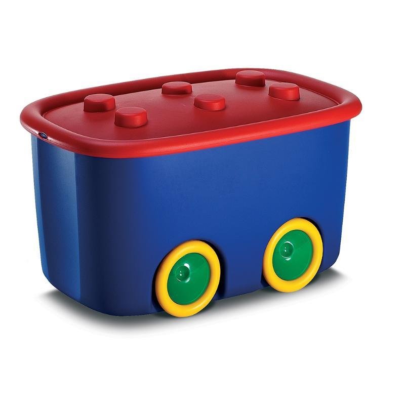 Vaikiška daiktų saugojimo dėžė su ratukais KIS FUNNY BOX L, mėlynos sp., 58 x 39 x h32 cm, 46 L