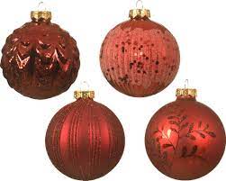 Kalėdinis eglės žaisliukas BAUBLE GLASS PINECONE, raudonos sp., 4 rūšių, 8 cm, 1 vnt.