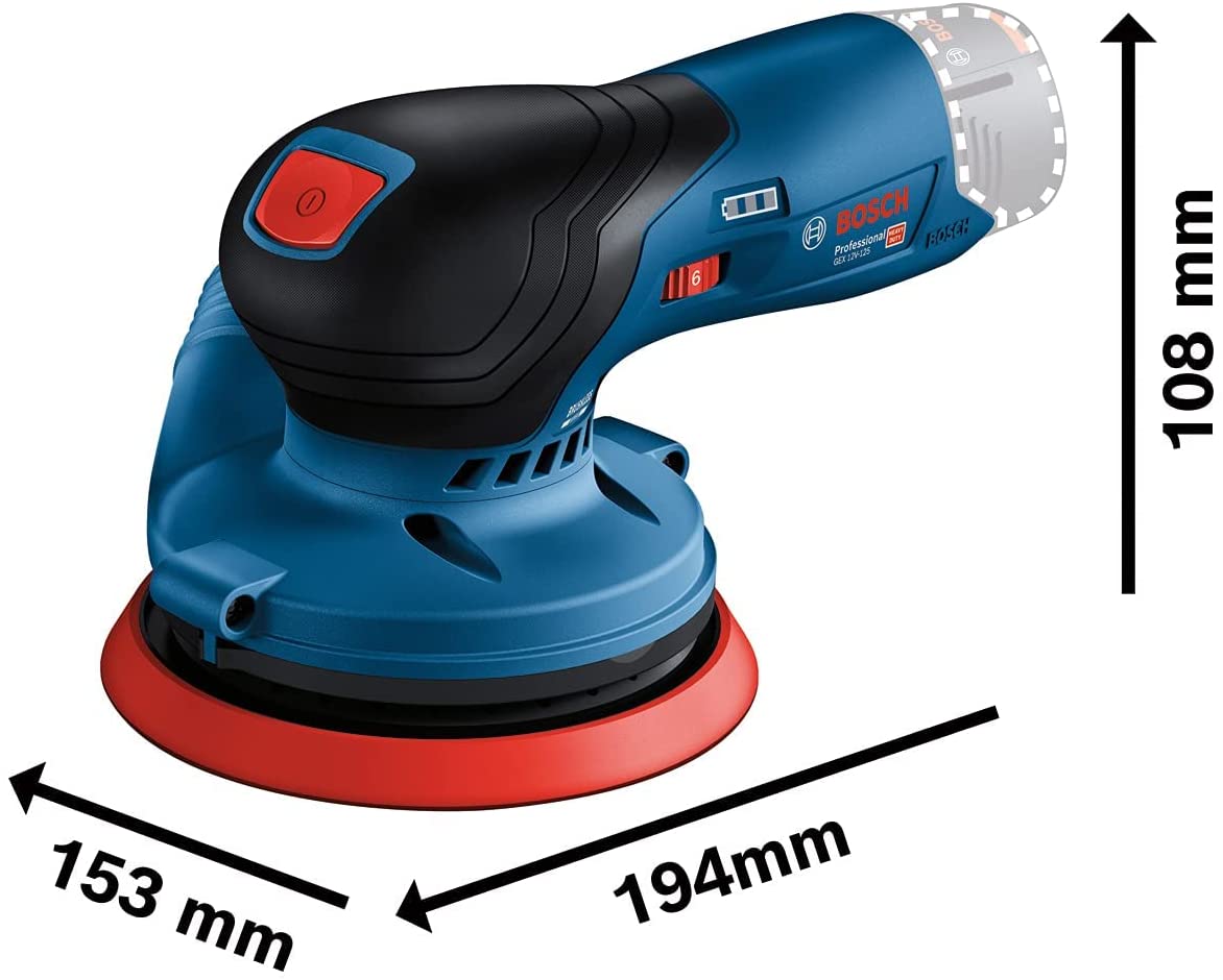 Akumuliatorinis ekscentrinis šlifuoklis BOSCH PRO GEX 12V-125 solo (be akum. ir krov.) - 3