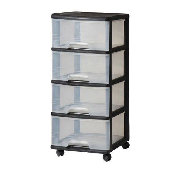 Komoda CURVER REGAL, 4 stalčių, juoda/skaidri, h80,5 x 39 x 37 cm-1