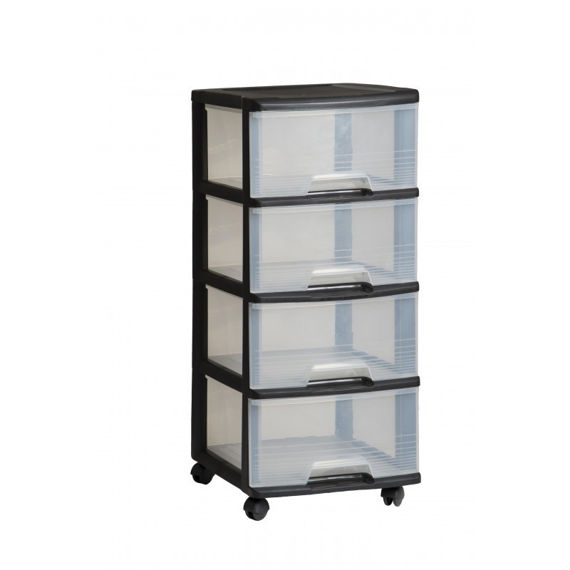 Komoda CURVER REGAL, 4 stalčių, juoda/skaidri, h80,5 x 39 x 37 cm-0