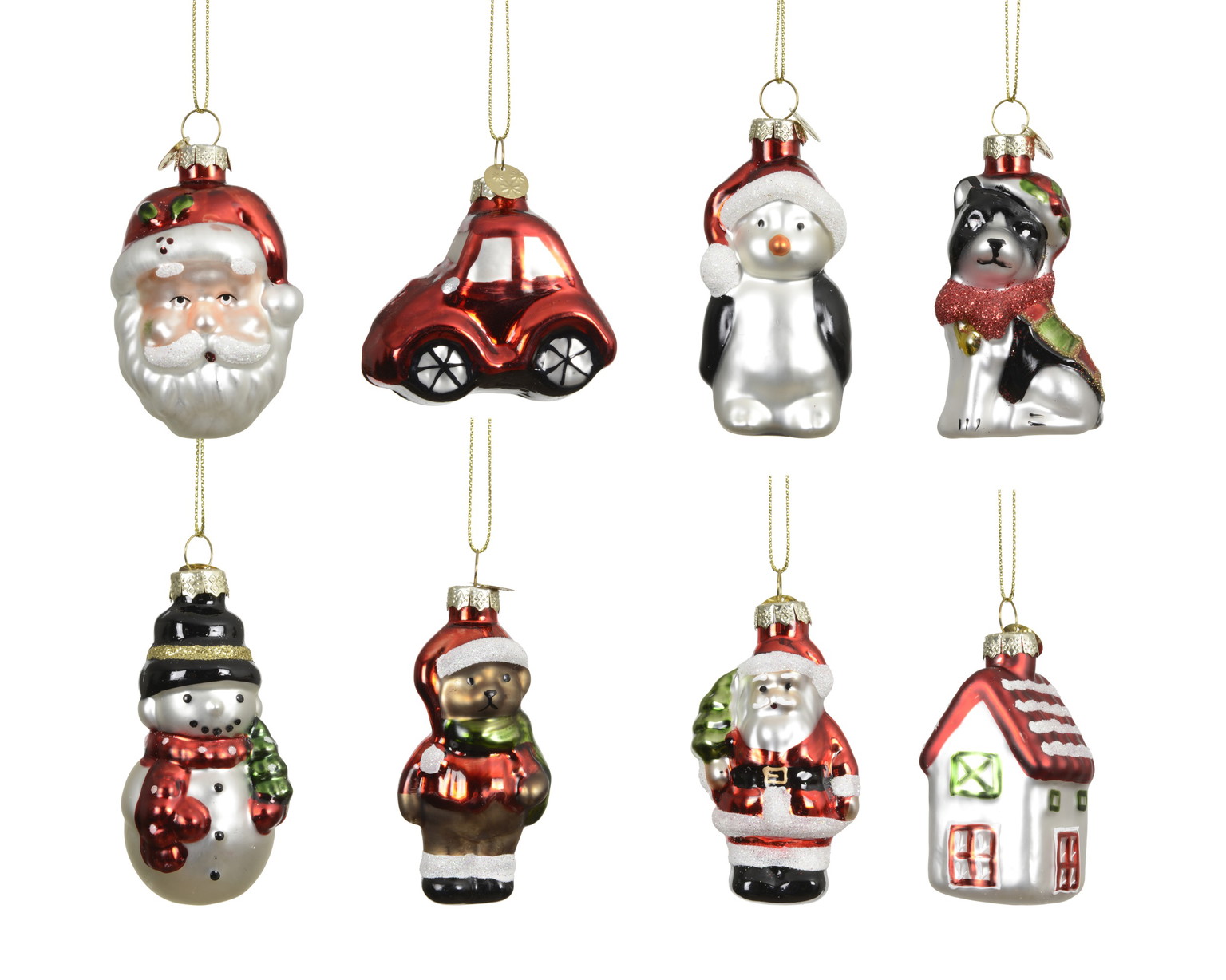 Stiklinis kalėdinis eglės žaisliukas XMAS FIGURE, 8 rūšių, įvairių sp., 5 x 7 cm, 1 vnt-0