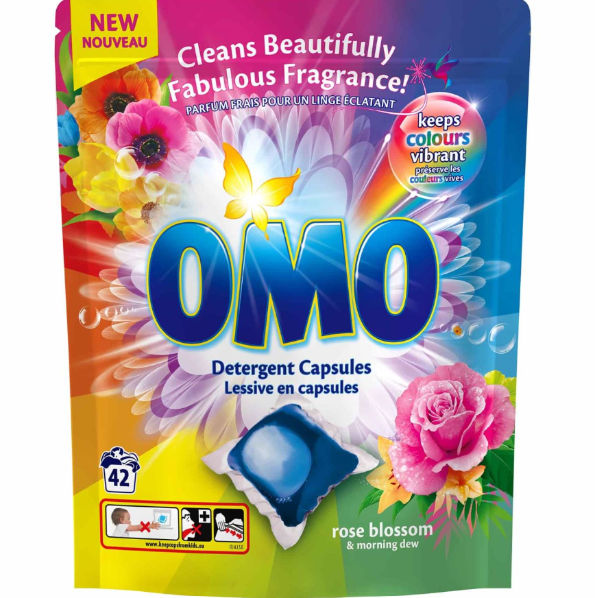 Universalios skalbimo kapsulės OMO ROSE BLOSSOM, 42 vnt.