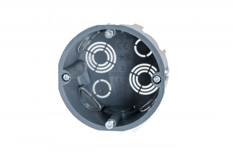Sujungiama dėžutė į gip. kartoną Liregus, 70x70x46,3mm, 850 °C, IP20, su varžt, žalios sp.-0