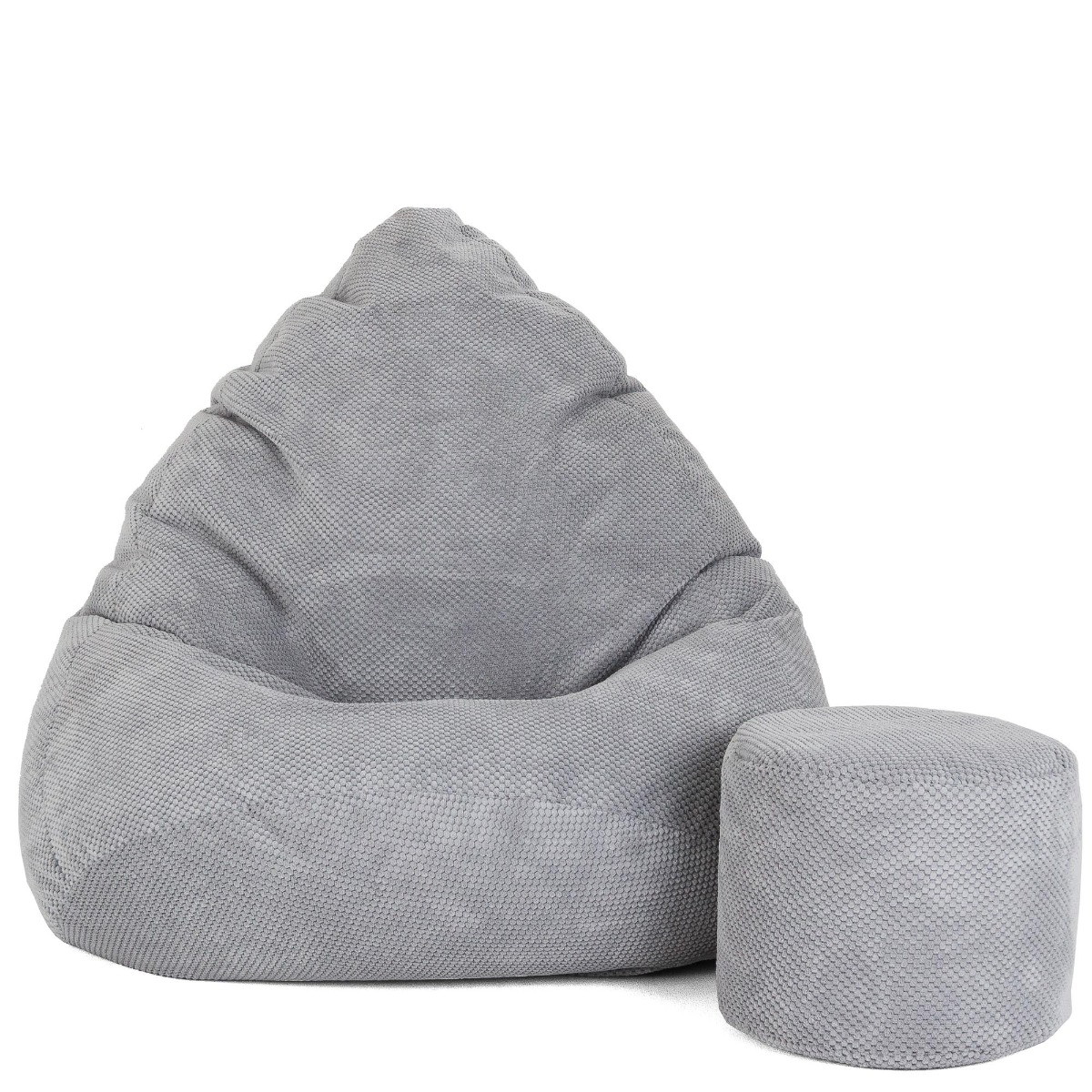 Sėdmaišis su pufu Mega Dot Velour XL, 90x120 cm, šviesiai pilkas - 1