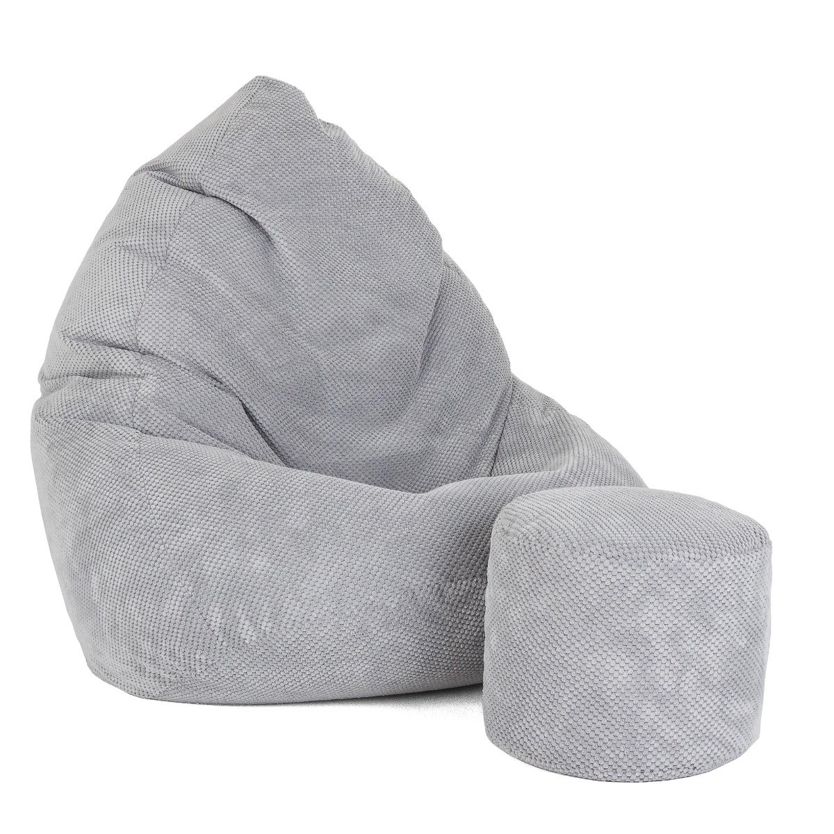Sėdmaišis su pufu Mega Dot Velour XL, 90x120 cm, šviesiai pilkas - 2