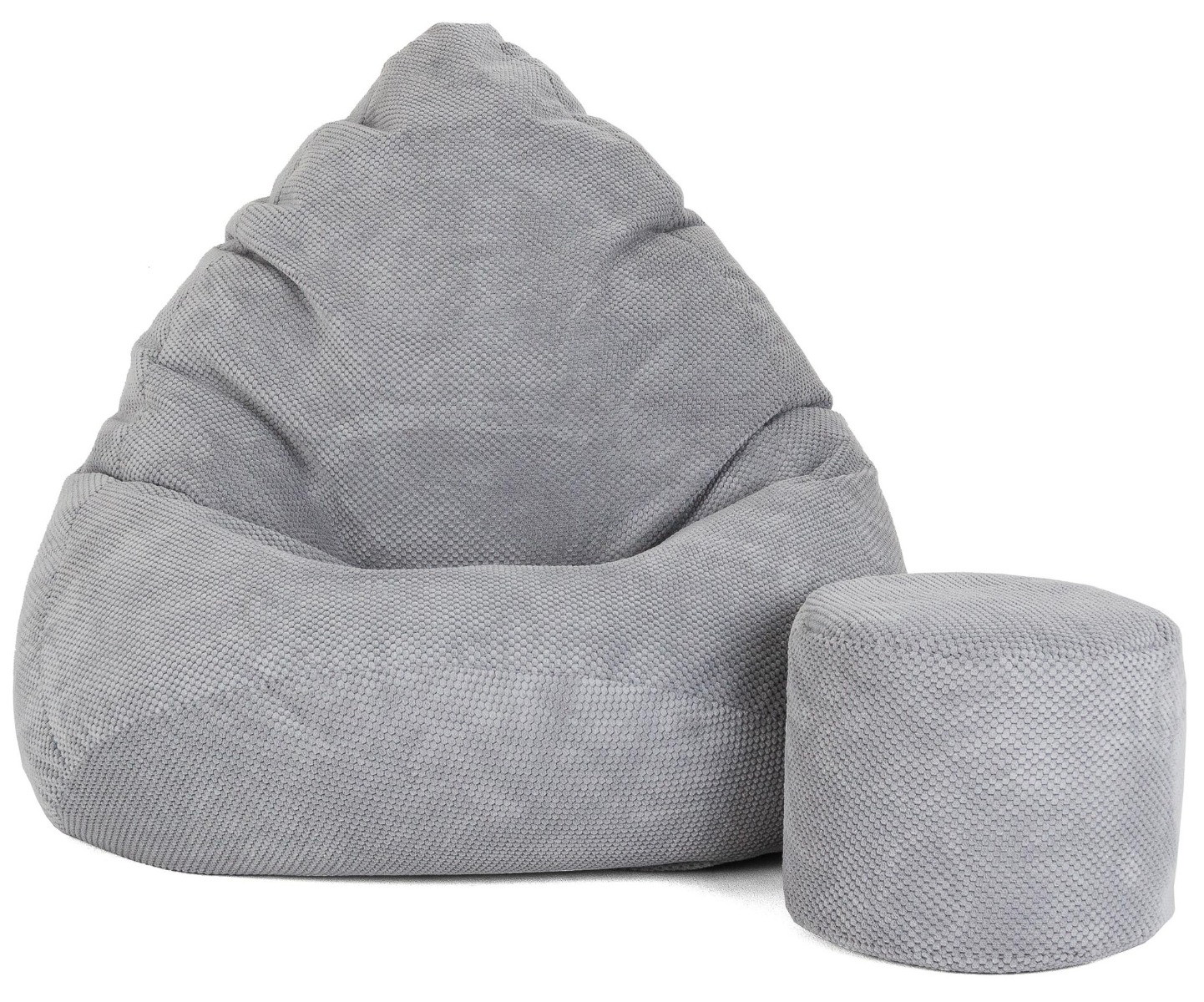Sėdmaišis su pufu Mega Dot Velour XL, 90x120 cm, šviesiai pilkas - 8