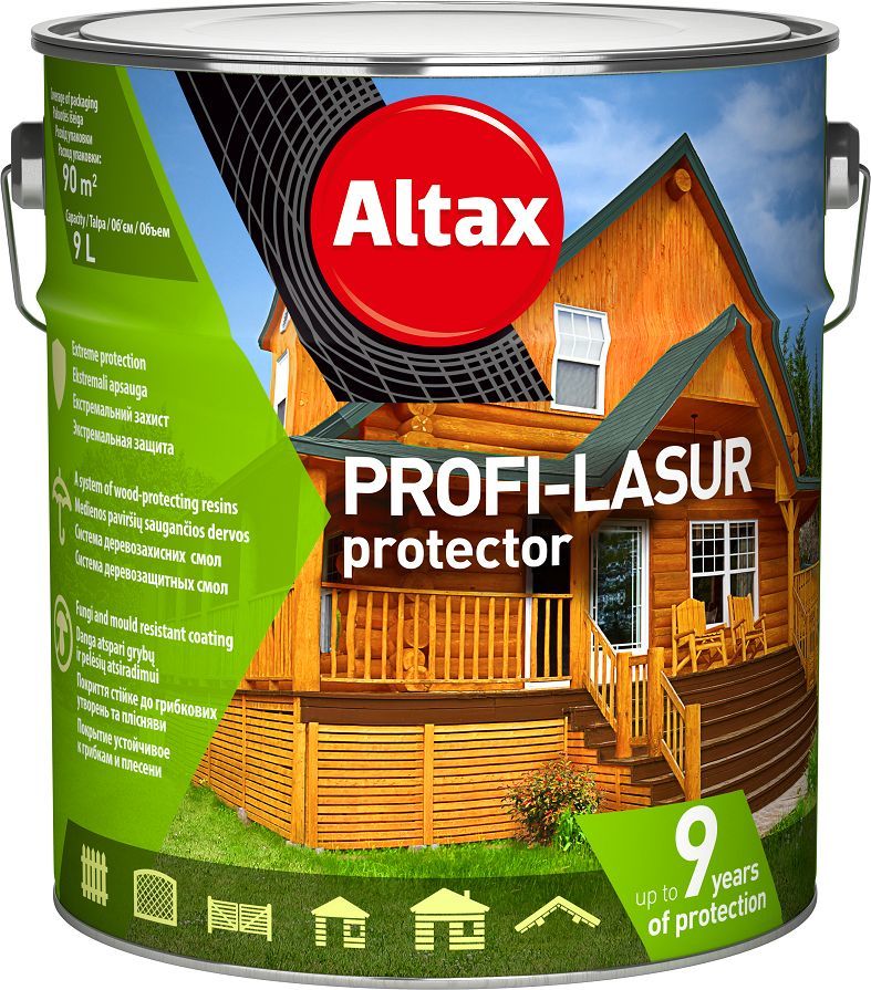 Medienos impregnantas ALTAX PROFI-LASUR PROTECTOR, rudos sp., 9 l-0