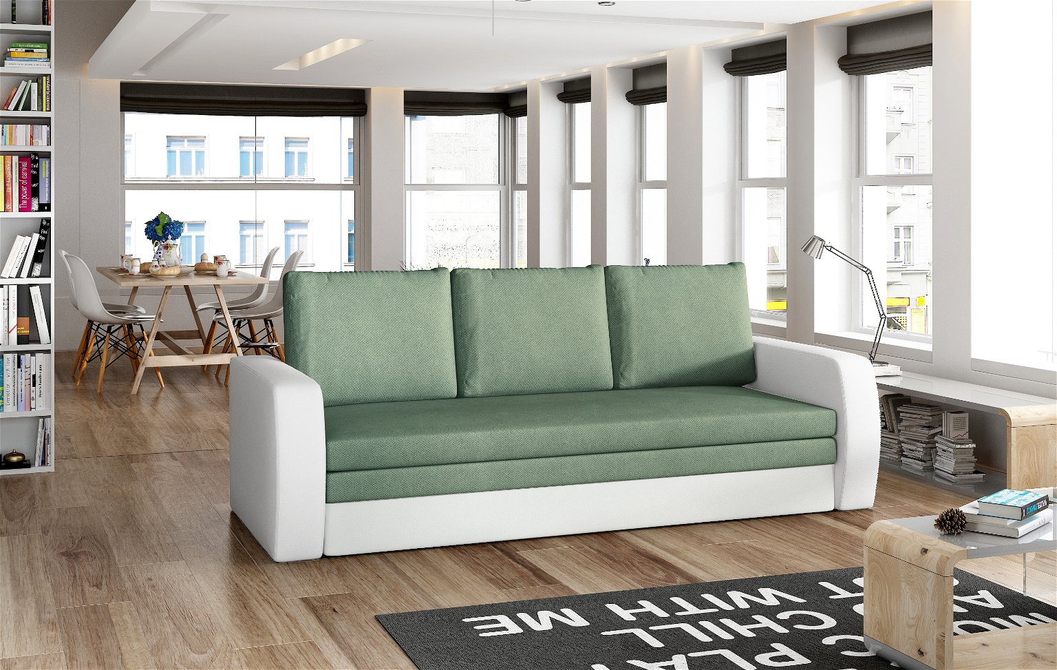 Sofa Inversa, žalia/balta