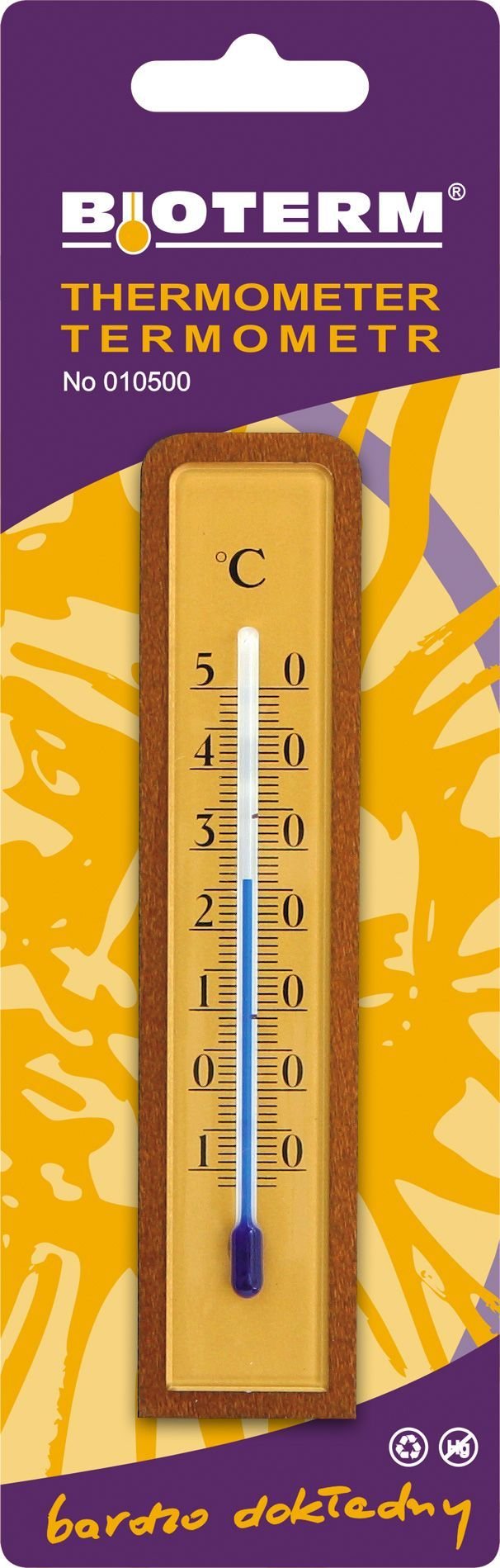 Medinis vidaus termometras, 12,6 x 3,6 cm
