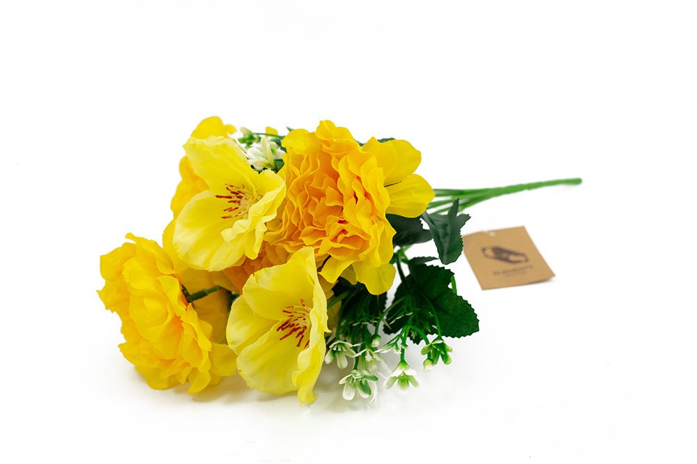 Dirbtinių gėlių puokštė, įv. spalvų, 7 žiedai, 30 cm - 2