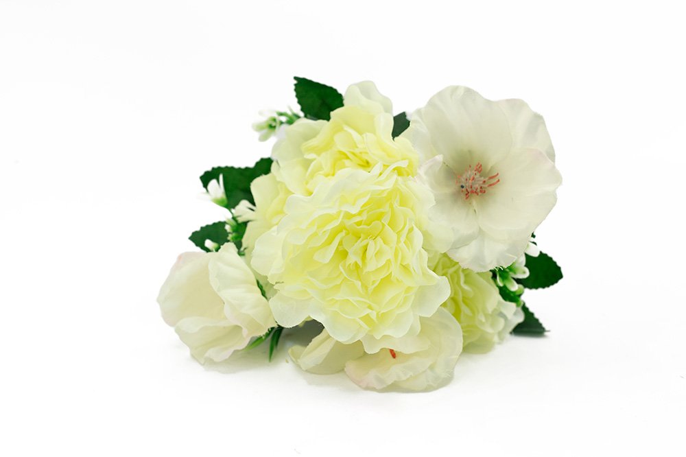 Dirbtinių gėlių puokštė, įv. spalvų, 7 žiedai, 30 cm