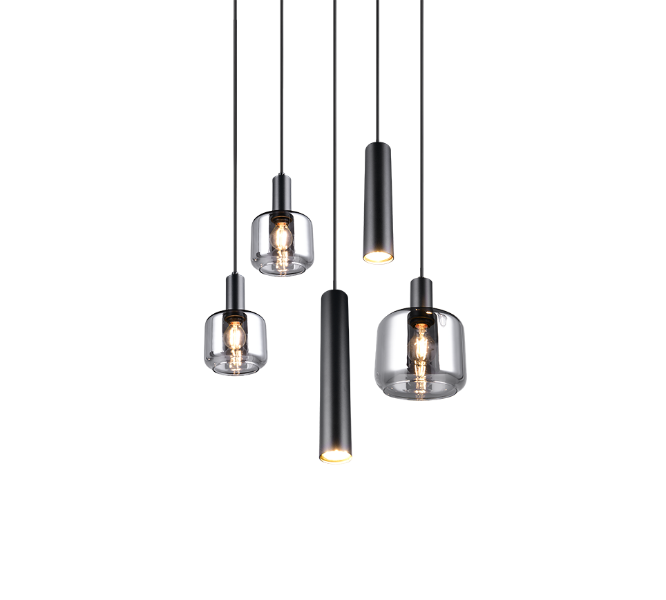Pakabinamas šviestuvas TRIO MATARO, 1xE27, 2xE14, 2xGU10, metalinis juodos sp Ø40x150cm - 3