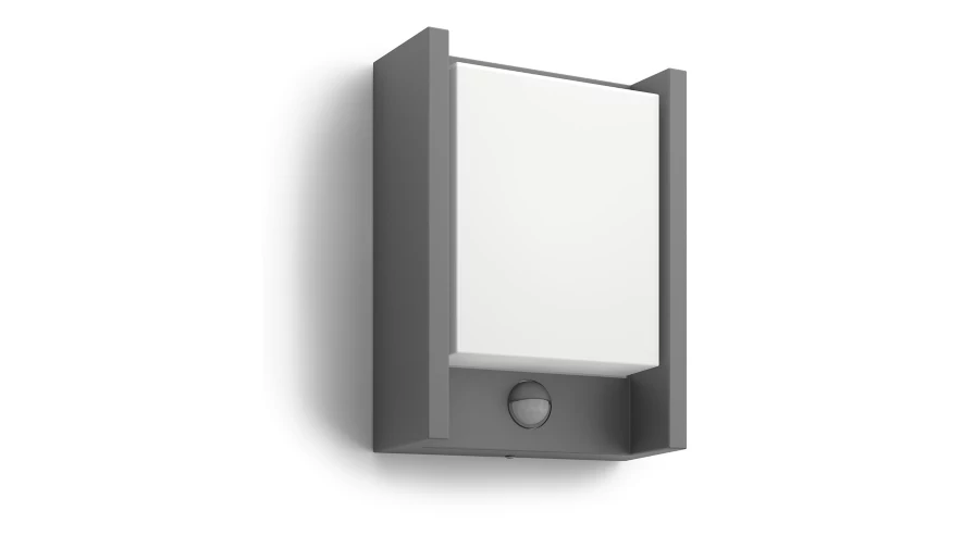 Sieninis LED lauko šviestuvas PHILIPS ARBOUR IP44 2700K 6W 600lm jud. daviklis 22,1x16,6cm-0