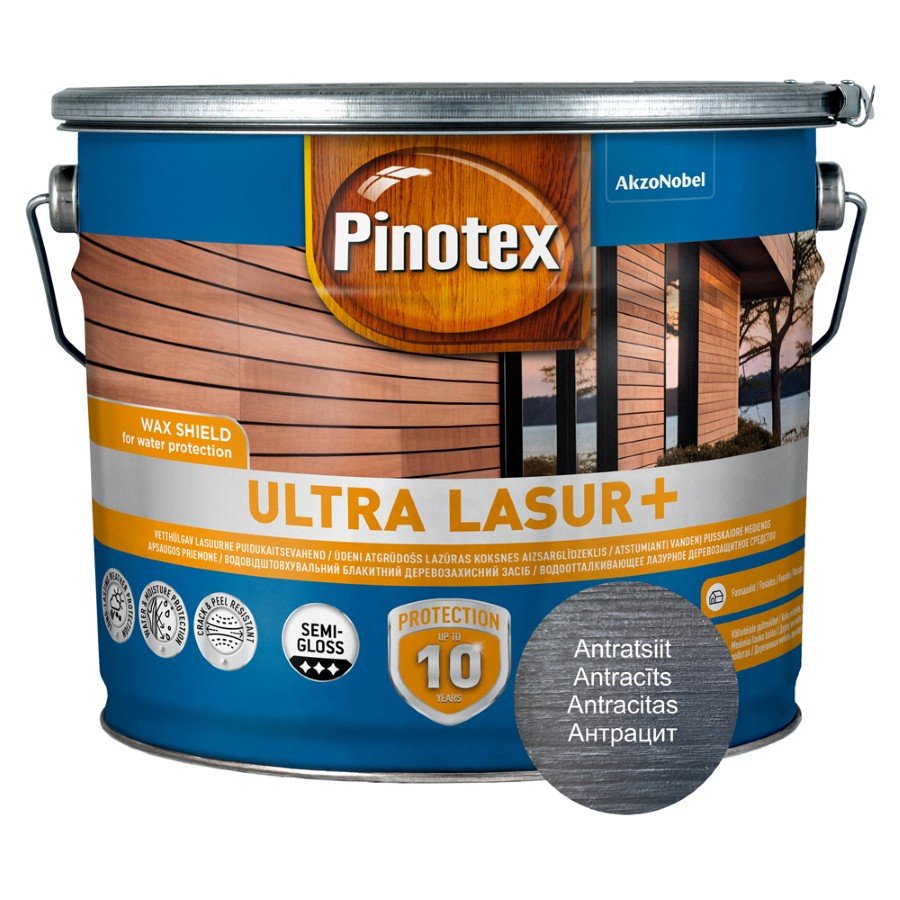 Medienos impregnantas PINOTEX ULTRA LASUR +, antracito sp., 10 l-0