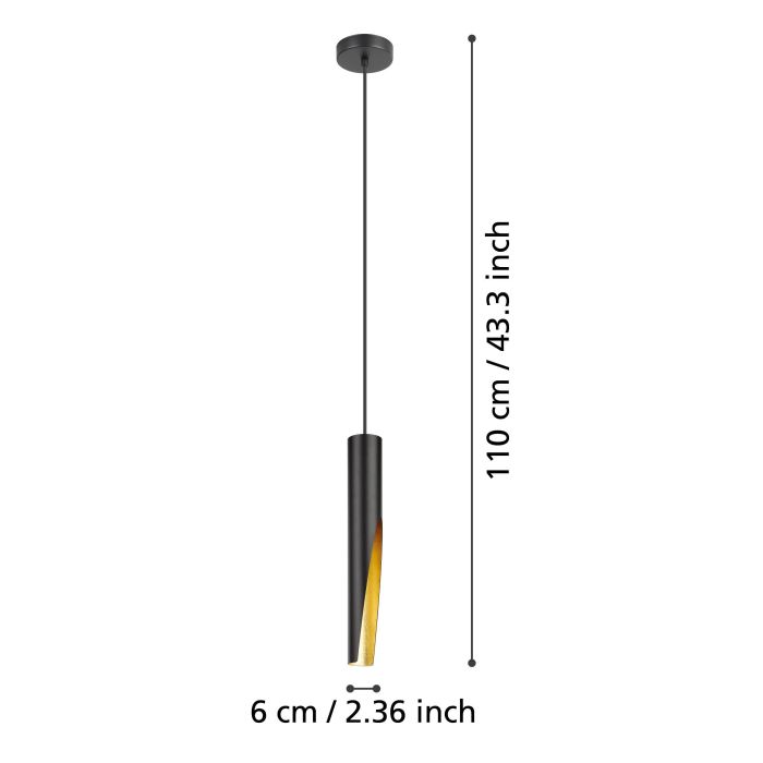 Pakabinamas šviestuvas EGLO BARBOTTO 1xGU10 4,5 W kompl. su lempute juodos sp, h110cm - 4
