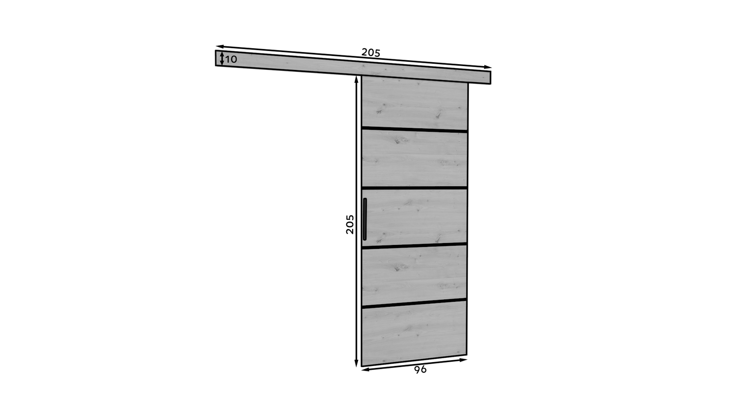 Stumdomos durys MUSCHU 96, 96 x 205 cm, balta/juoda - 3