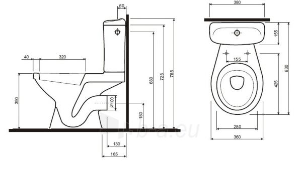 Unitazo komplektas KOLO Solo, horizontalus, 3/6 l, su dangčiu, apatinis vandens padavimas-1