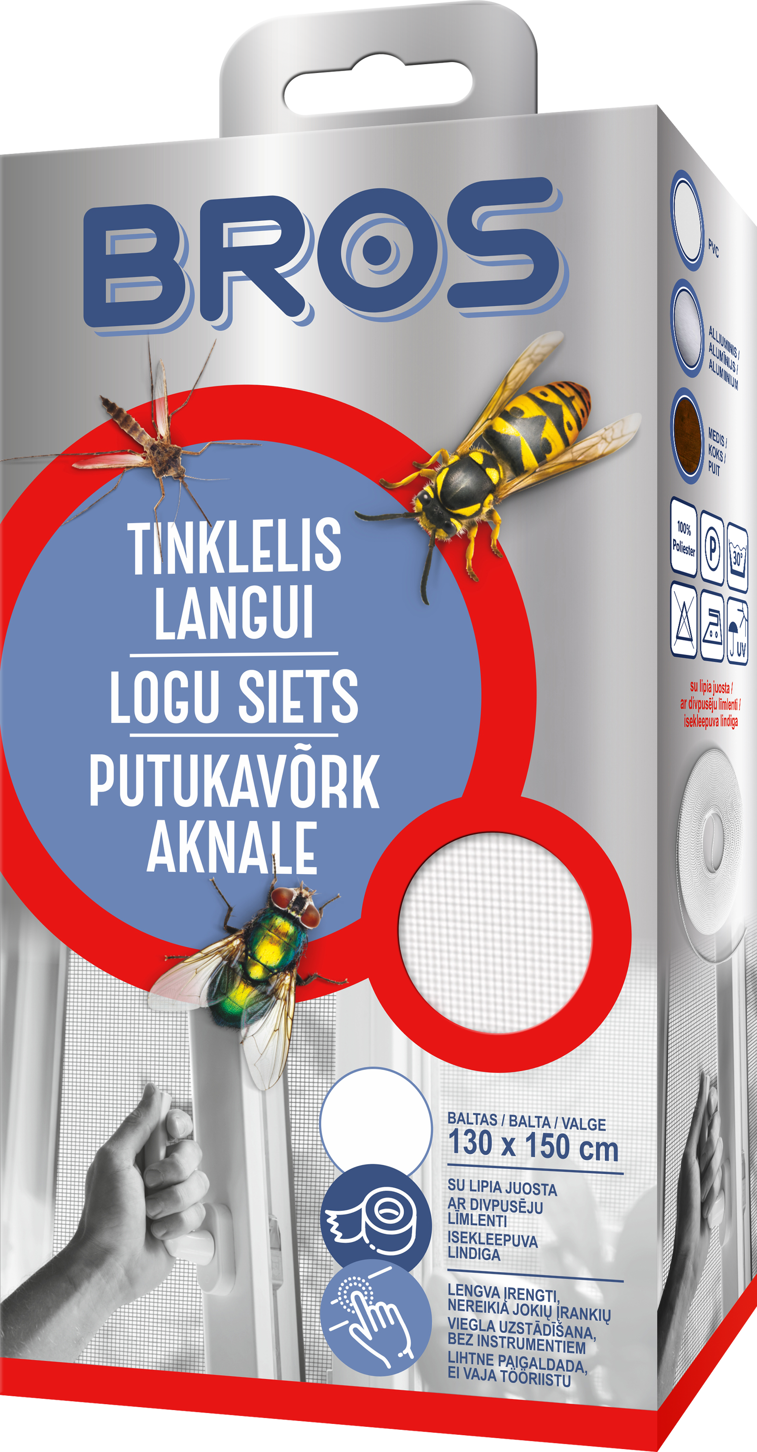 Apsauginis langų tinklelis BROS, 130 x 150 cm-0