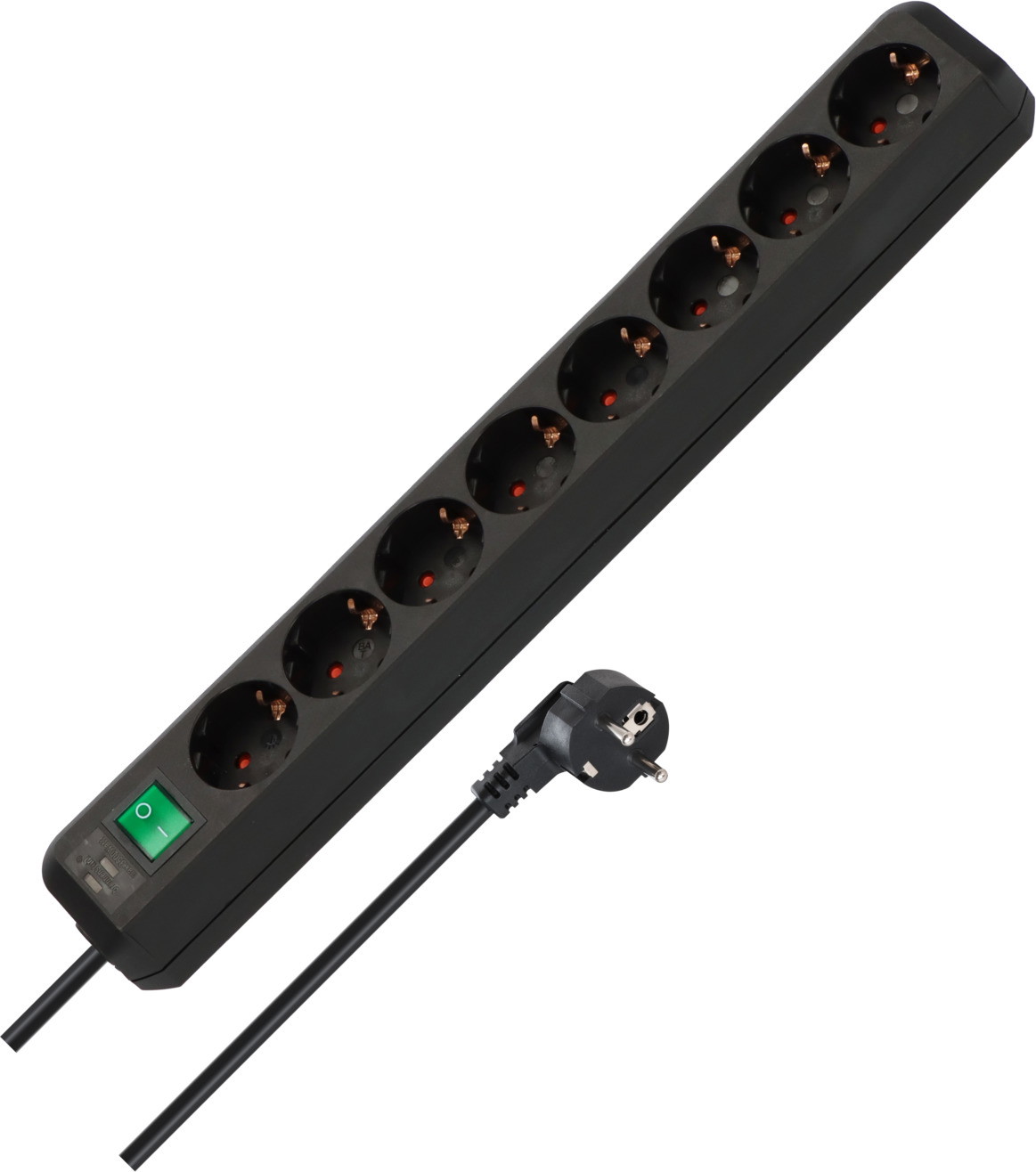 Ilgiklis BRENNENSTUHL, 8 lizdai, 3m, su jungikliu, juodos sp.-0
