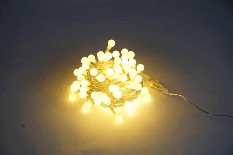 Elektrinė girlianda CHERRY BALL, 100 LED, IP44, 6 W, 24V, 8 režimai, šiltai baltos sp., sujung., 8m - 2