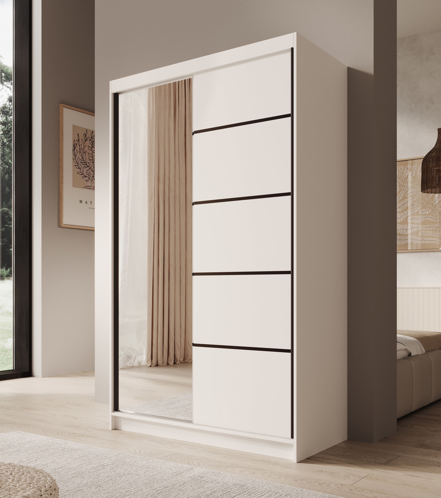 Spinta ADRK Castello, balta sp., 120 cm x 58 cm x 200 cm, su veidrodžiu-1