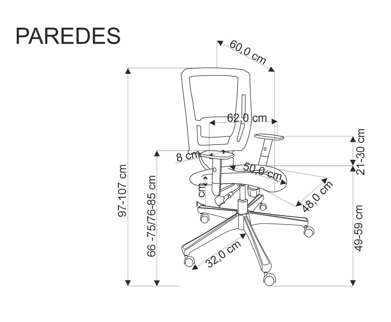 Biuro kėdė PAREDES, juoda - 6