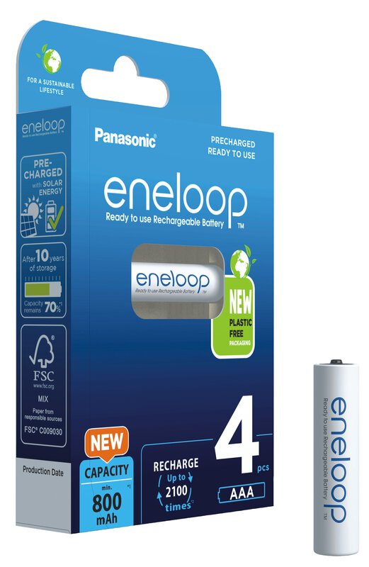 Elementai PANASONIC ENELOOP, įkraunami, AAA, 800, 4 vnt.-0